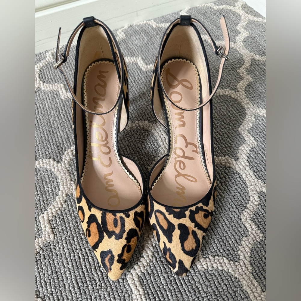 Sam Edelman Black and Tan Leopard Heels